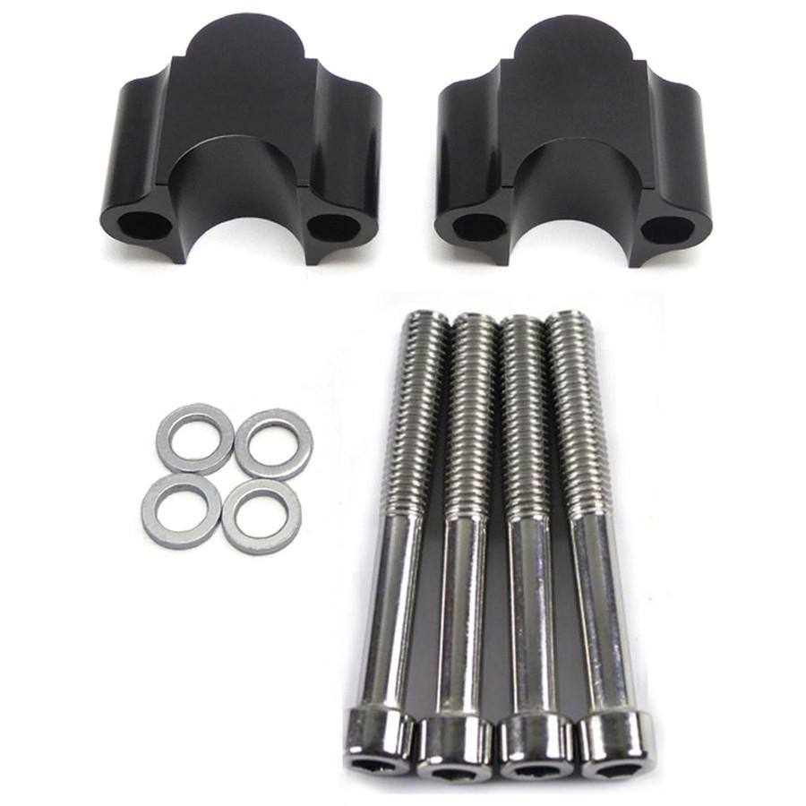 Universal Black CNC Aluminum Motorcycle 1 1/8" Handlebar Clamp Risers 28mm Rise