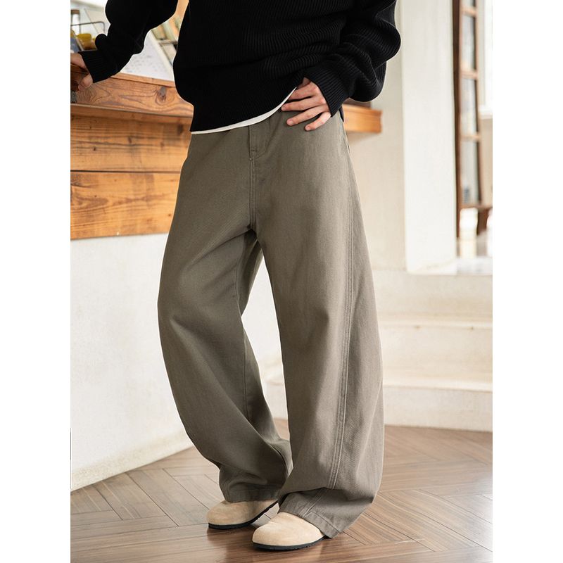 Wassup Trendy American-Style Patchwork Straight-Leg Sports Casual Pants for Men, Street-Style Loose Versatile Wide-Leg Floor-Length Trousers