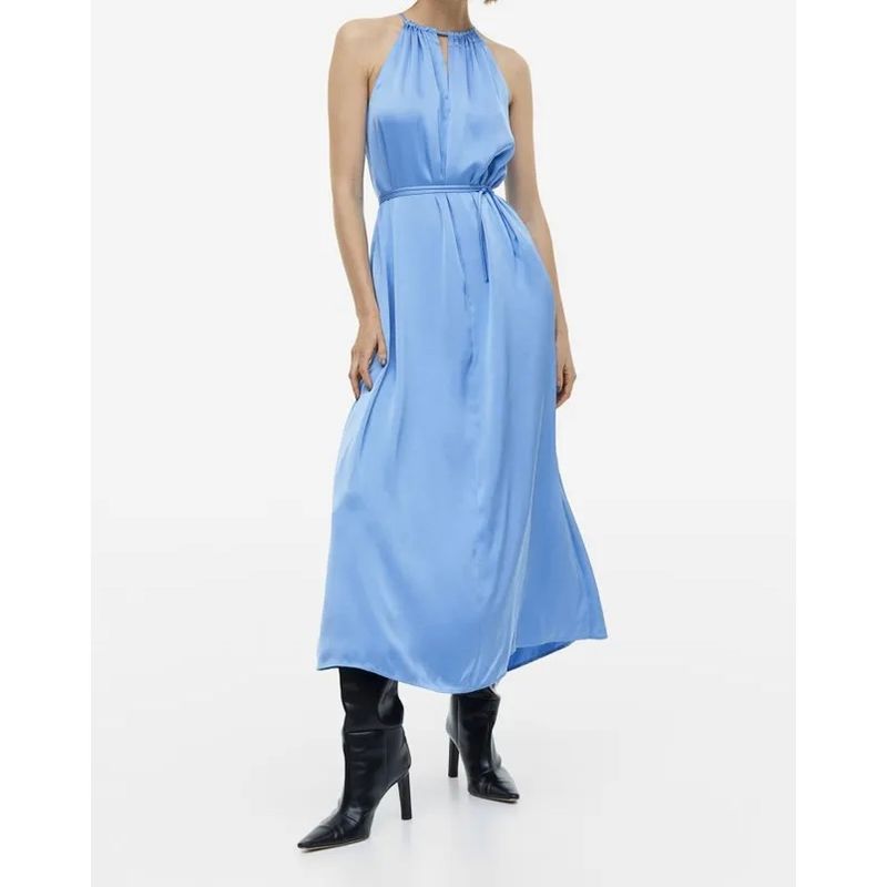 Export Single Sling High Quality Smooth Fabric Large Swing Graceful and Fashionable Elegance Stylish Minimalist Loose Dress Women