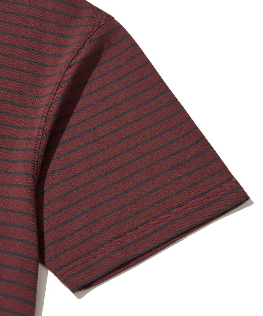URBANDTYPE Vintage Label Striped T-Shirt_Wine