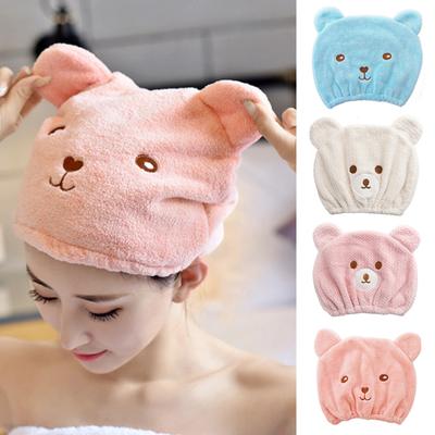 Cute Bear Water Absorbent Shower Quick Drying Hair Hat Head Wrap Towel Bath Cap