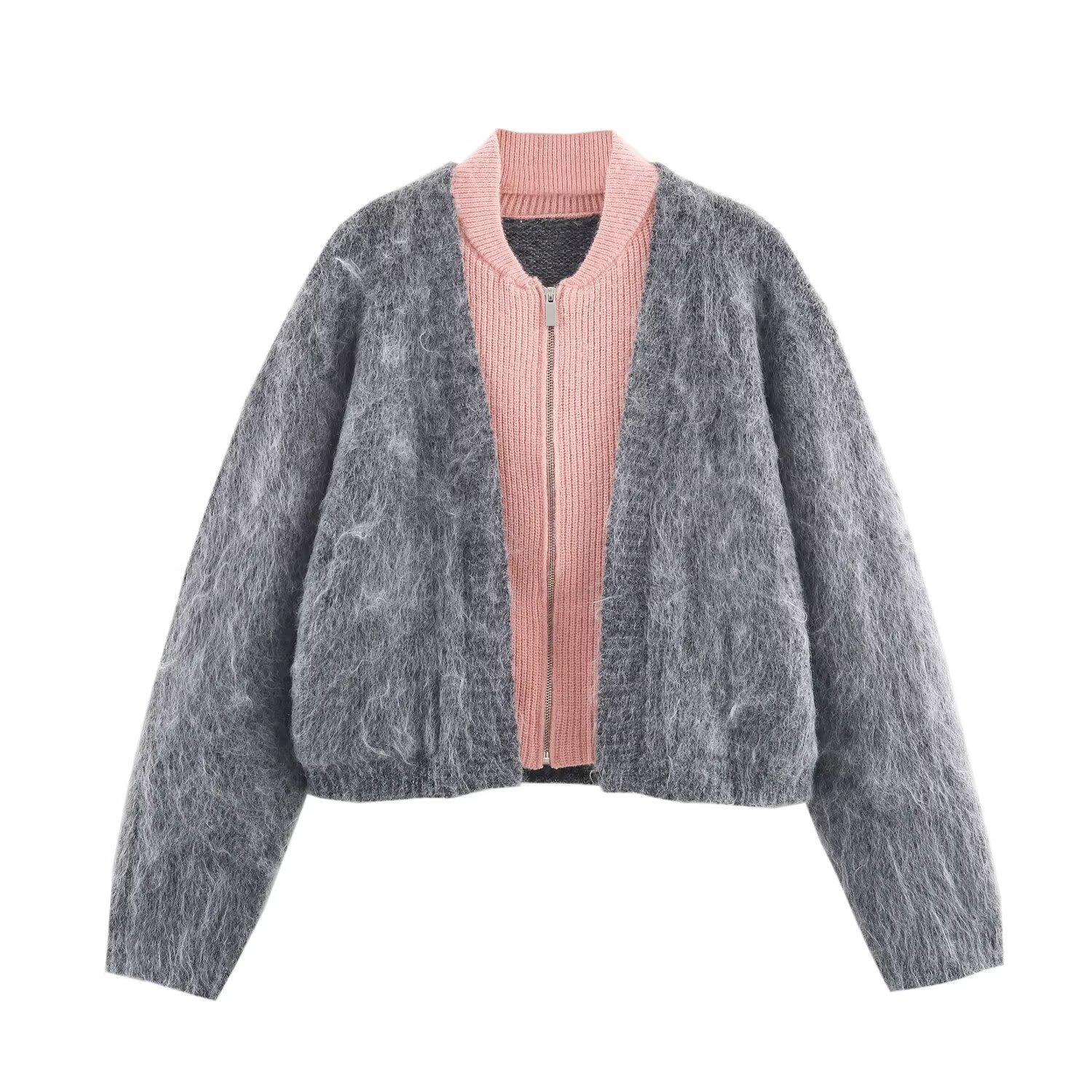 

European & American Women s Double-Sided Knit Jacket M
