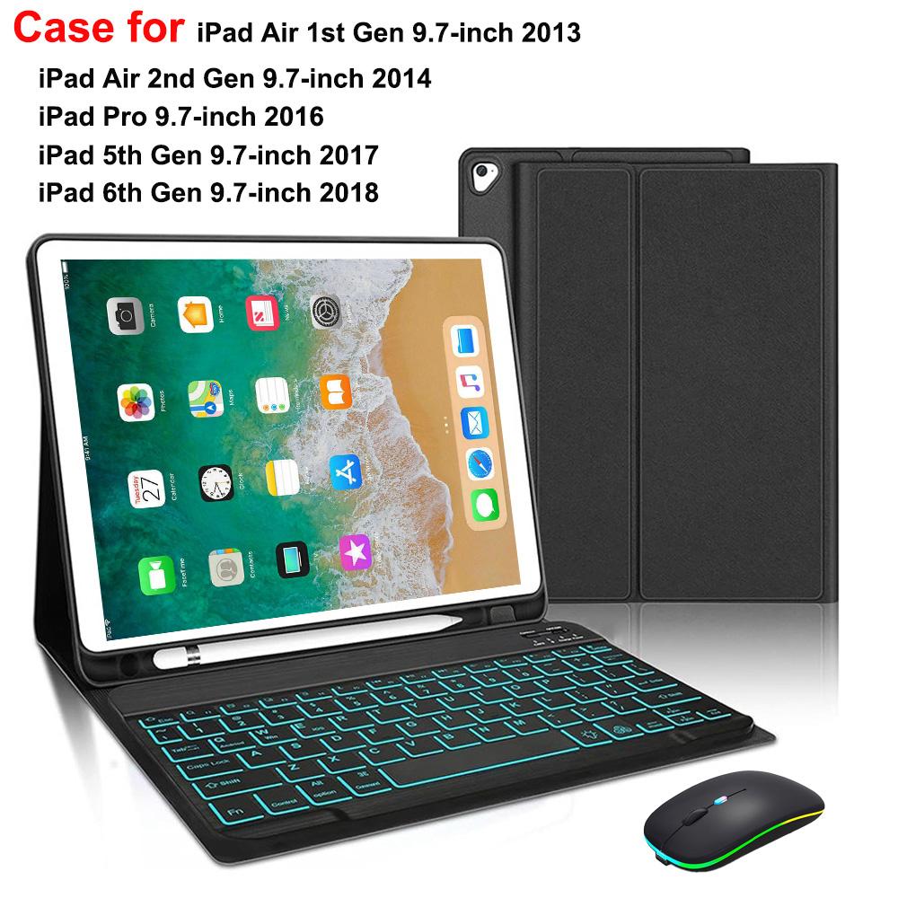 Case for iPad 5th 6th 9.7-inch,Bluetooth Keyboard Cover for Air 1st 2013 Air 2nd 2014 Pro 9.7 Inch