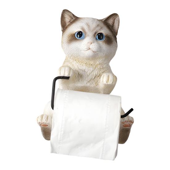 Wall-Mounted Toilet Paper Holder Tissue Roll Dispenser Realistic 3D Cat Shape Bathroom Kitchen Tissue Dispenser Rack