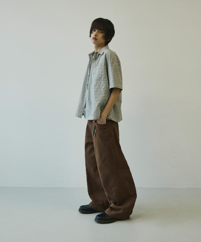 SIGNATURE Twist Curved Cotton Pants [Brown]
