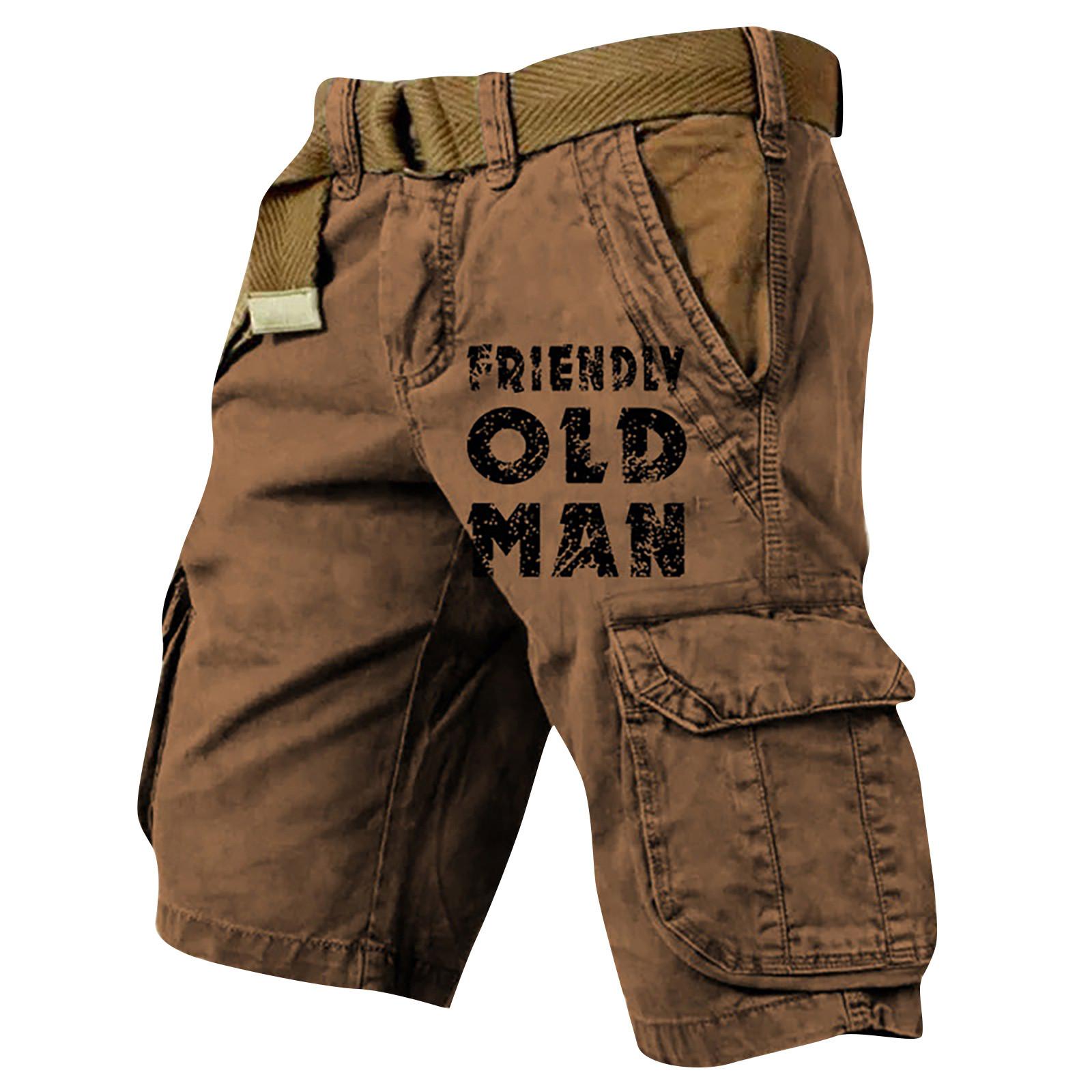 Hibaby1 Casual Cargo Shorts voor Mannen met Riem Comfortabel Katoen Meerdere Zakken Ontwerp, Ideaal voor Buitenactiviteiten XL bruin