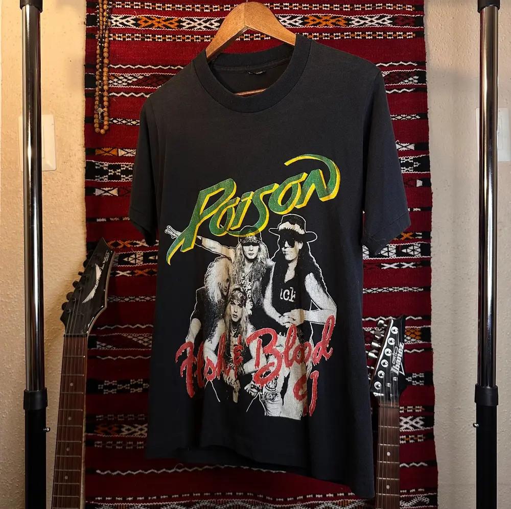 vintage 1990s poison flesh blood tour faded black tee S-5XL M