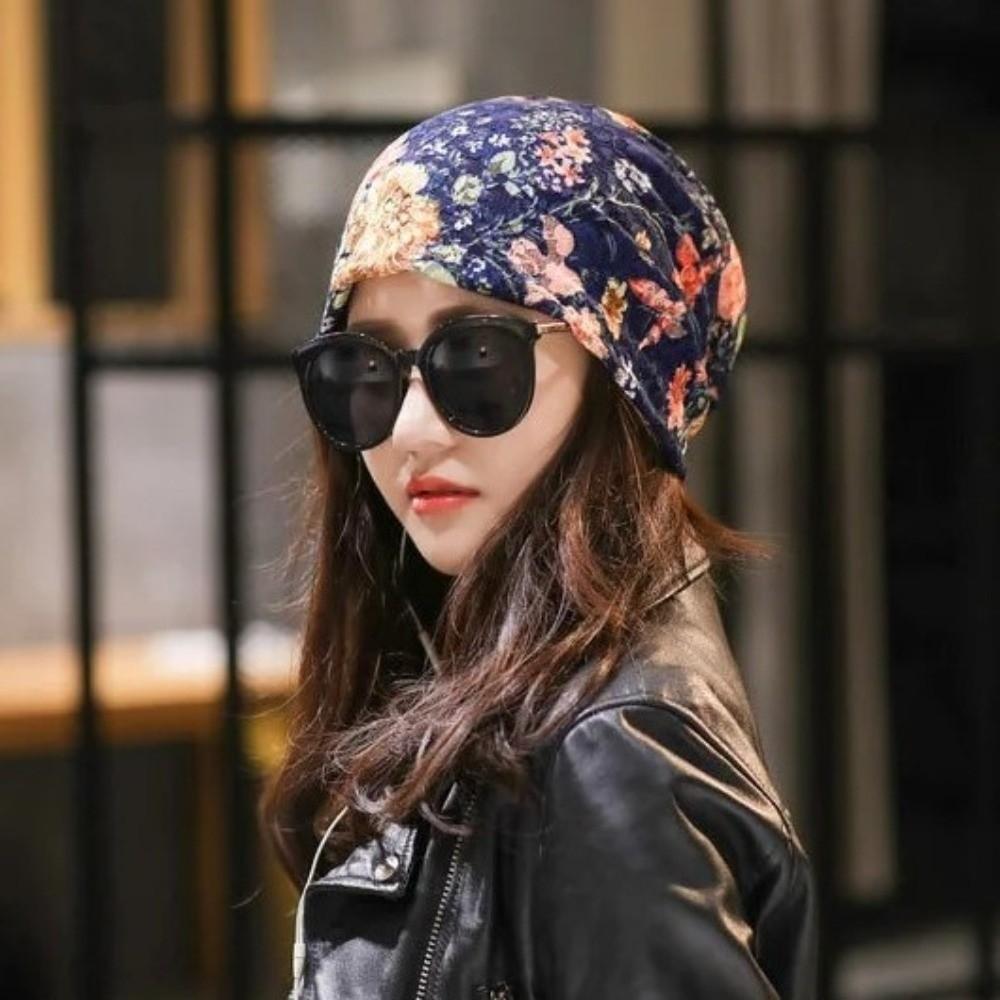 Comfortable Floral Lace Beanie Floral Pattern Stretch Slouchy Turban Chemo Cap  Fashion Accessory
