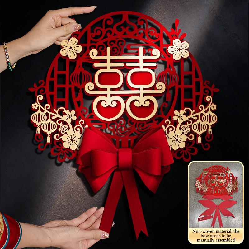 Chinese Wedding Decoration Double Happiness Door Stickers Wedding Supplies Marriage Room Decoration Home Ornament