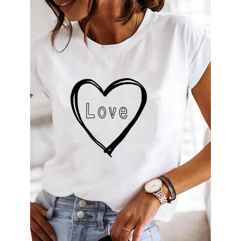 Short Sleeve Crew Neck Relax Print T-Shirt, Casual Women's Clothing for Spring & Summer