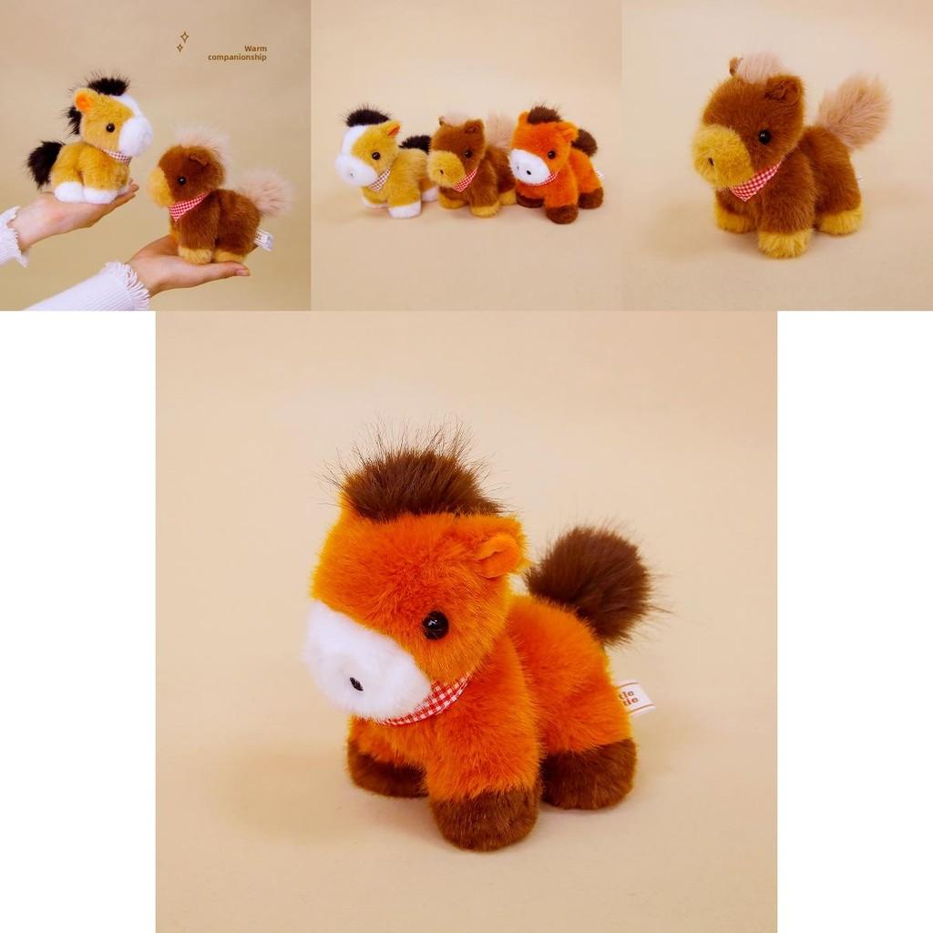 Cute Plaid Scarf Pony Plush Toy Doll Desktop Decoration Ornament For Children And Kids Gift