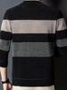 Color Block Knitted Sweater, Men's Casual Warm Mid Stretch Crew Neck Pullover Sweater for Men Fall Winter