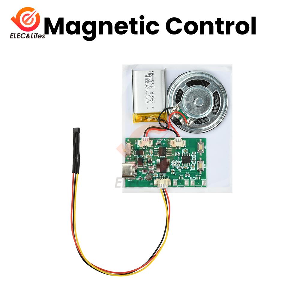 Type C Recordable Sound Module MP1 Button Control Music Voice Player Programmable Board with Speaker for DIY Greeting Card Gift