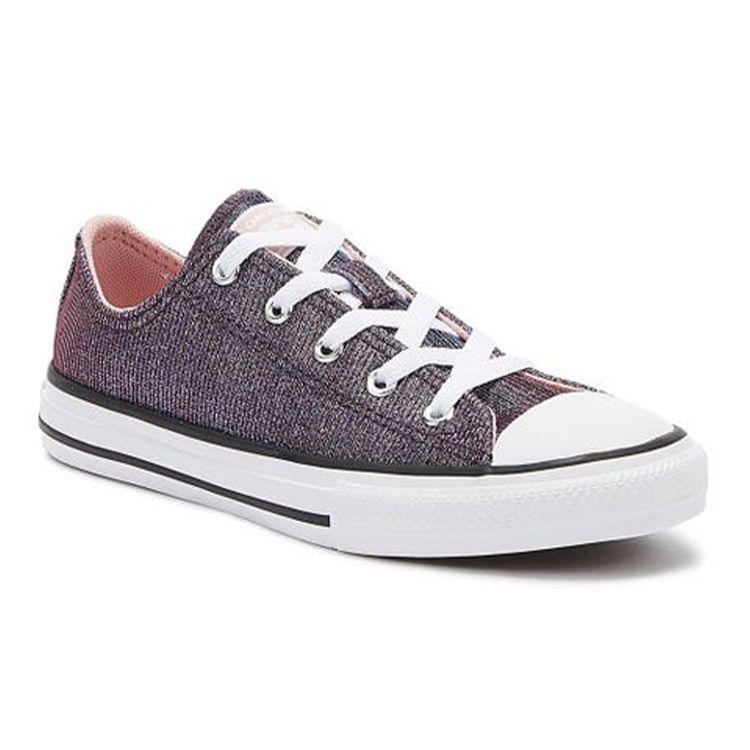 Converse Chuck Taylor All Star Comfortable Daily Wear Durable Breathable Low Top Canvas Shoes Kids Sneakers Purple Pink 665102C