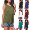 European & American Style Sleeveless Round Neck Solid Color Women's Casual Tank Top