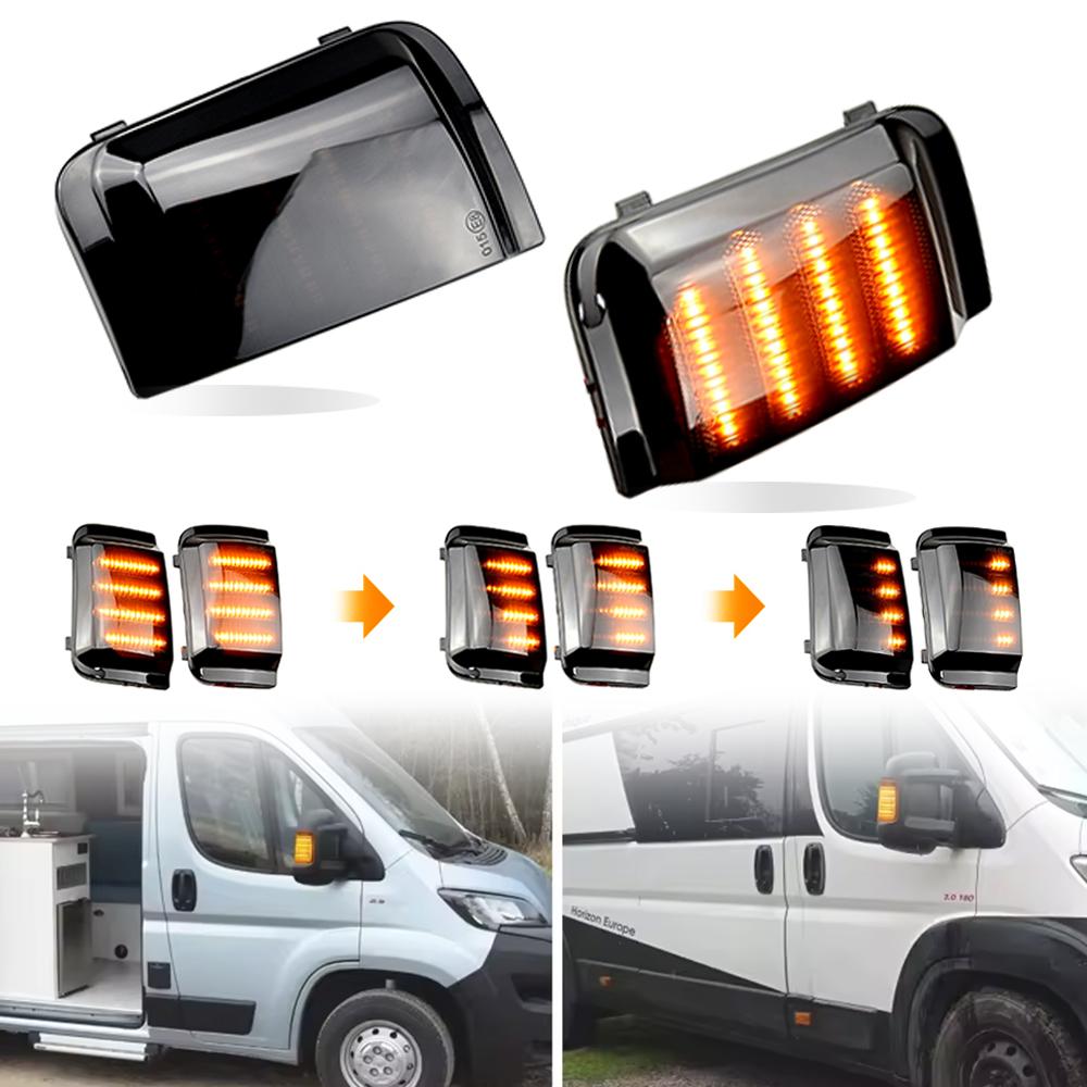 2 τμχ Δυναμικός Καθρέφτης για Peugeot Boxer Fiat Ducato Citroen Jumper RELAY RAM PROMASTER Φως LED Φλας Ενδεικτικό Στροφής