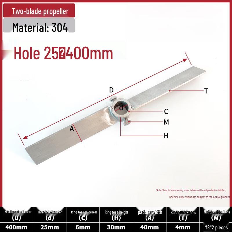 Aokewen Stainless Steel 2-Blade Straight Mixing Impeller
