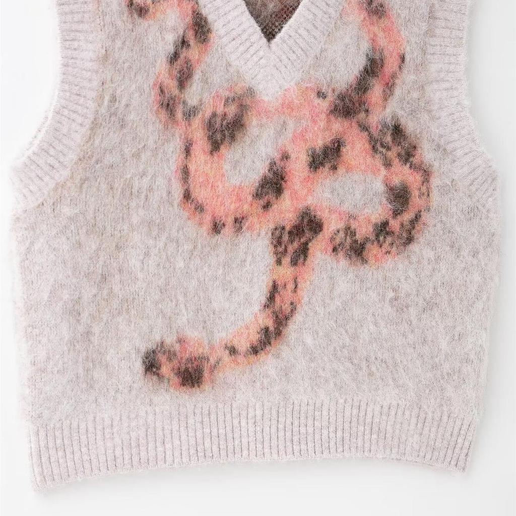 Spring 2025 Women's Brushed Jacquard Knit Vest - Simple & Elegant