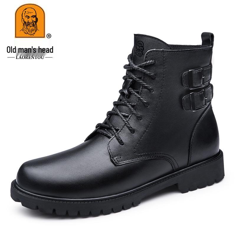 Men s British Style High-Top Cowhide Work Boots 42