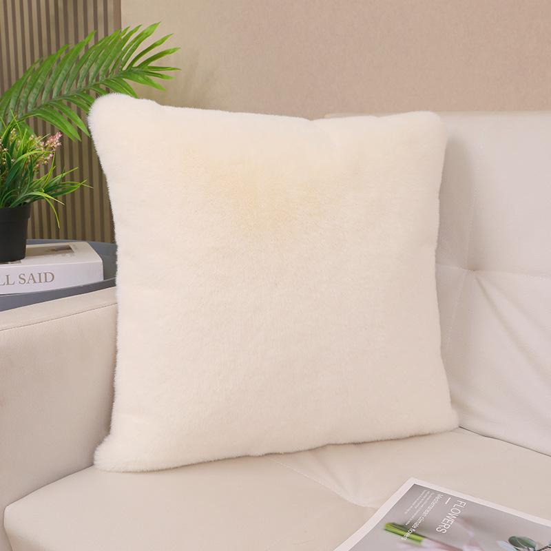 Kaninchenfell Kissen Quadratisches Kissen Wohnzimmer Sofa Plüsch Dekoration Erkerfenster Kissen Kissen Weiche Bettseite Rückenlehne Abnehmbar und Waschbar