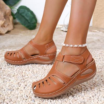 New Summer Wedge Heel Platform Sandals Women's Shoes Large Size Car Line Wedge Heel Bag Head Platform Sandals