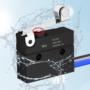 2PCS Micro Limit Switch with Roller Lever 6A 12V DC Waterproof Sealed Lever Microswitch SPDT 3 PIN 5A 250VAC with Pre-Wired