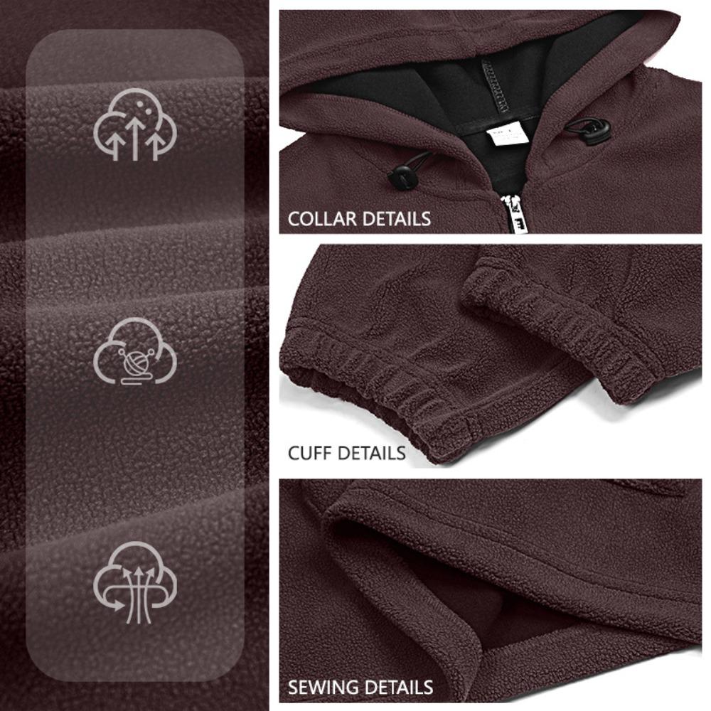 Sweter Męski Jesień i Zima Polarowy z Kapturem Luźny z Kieszenią Półrozpinany Pulower Sweter z Kapturem dla Mężczyzn