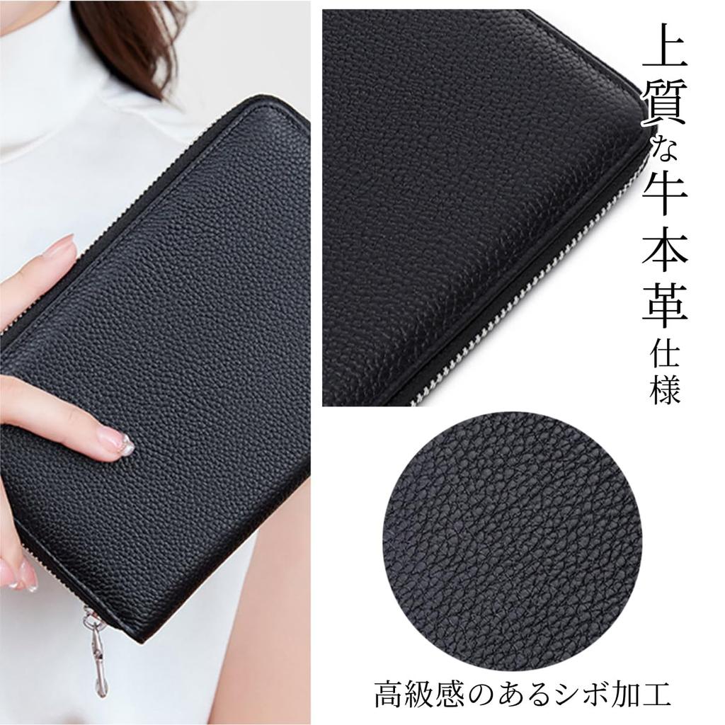 KASSAI Cowhide Leather Passbook Case with Large RFID Skimming Passport and Card Case Accordion-Style Capacity, Protection, (Black)