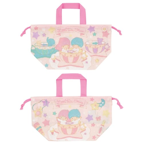 Skater Children's Lunch Box Drawstring Bag with Gusset Kids Made in Japan Sanrio Little Ruin Stars Glitter Amusement Park Girls KB7