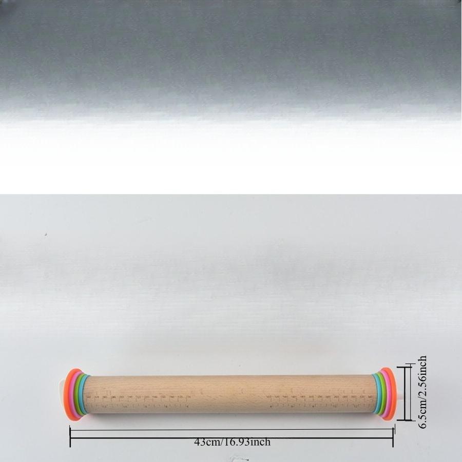 Beech rolling pin graduated flour stick with adjustable thickness rolling dumpling wrapper baking tool