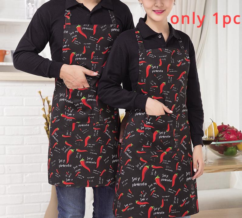 Adjustable Half-length Adult Apron Striped Hotel Restaurant Chef Waiter Apron Kitchen Cook Apron with 2 Pockets