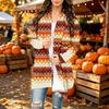 Damen Trendy Halloween-Print Langarm-Strickjacke Pullover für Lässige Herbstmode