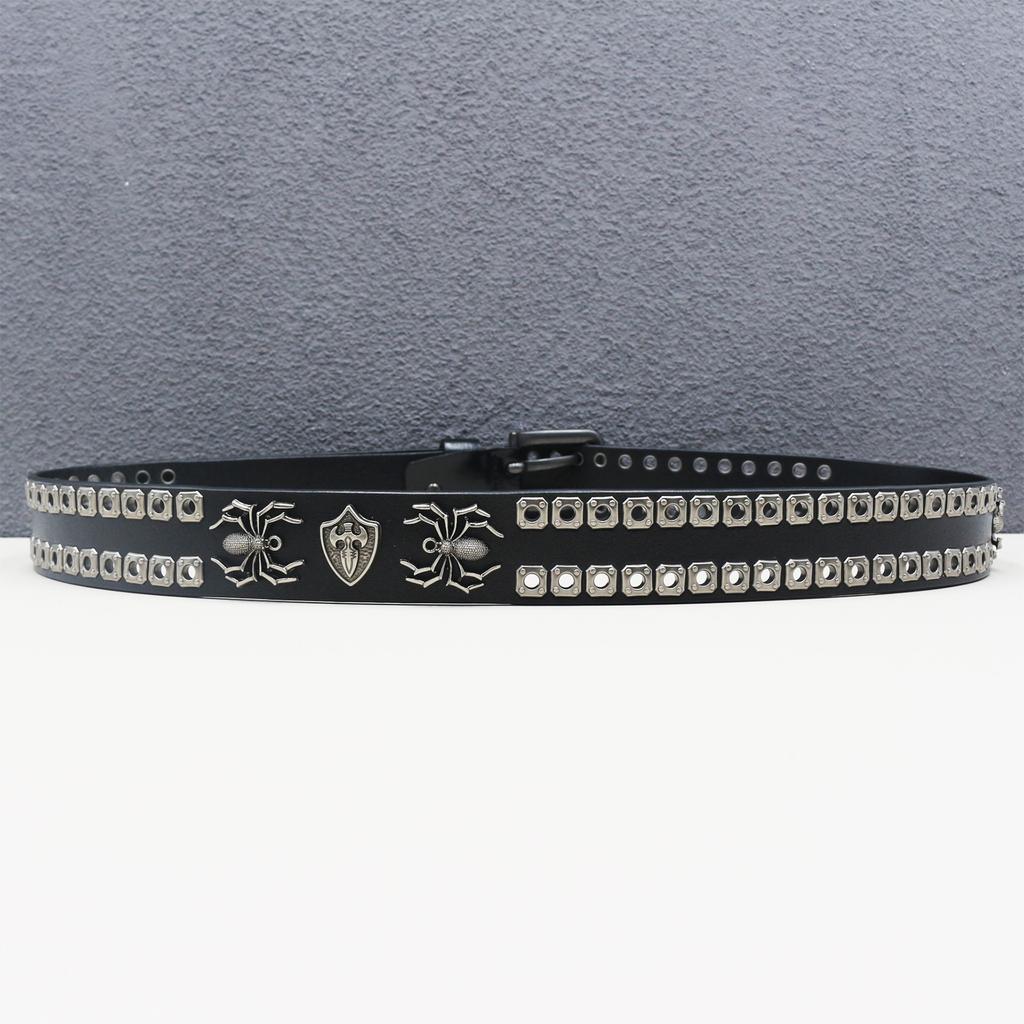 Genuine Leather Double-needle Spider Accessories Personalized Hollow Rivet Cowhide Belt Western American Rivet Belt