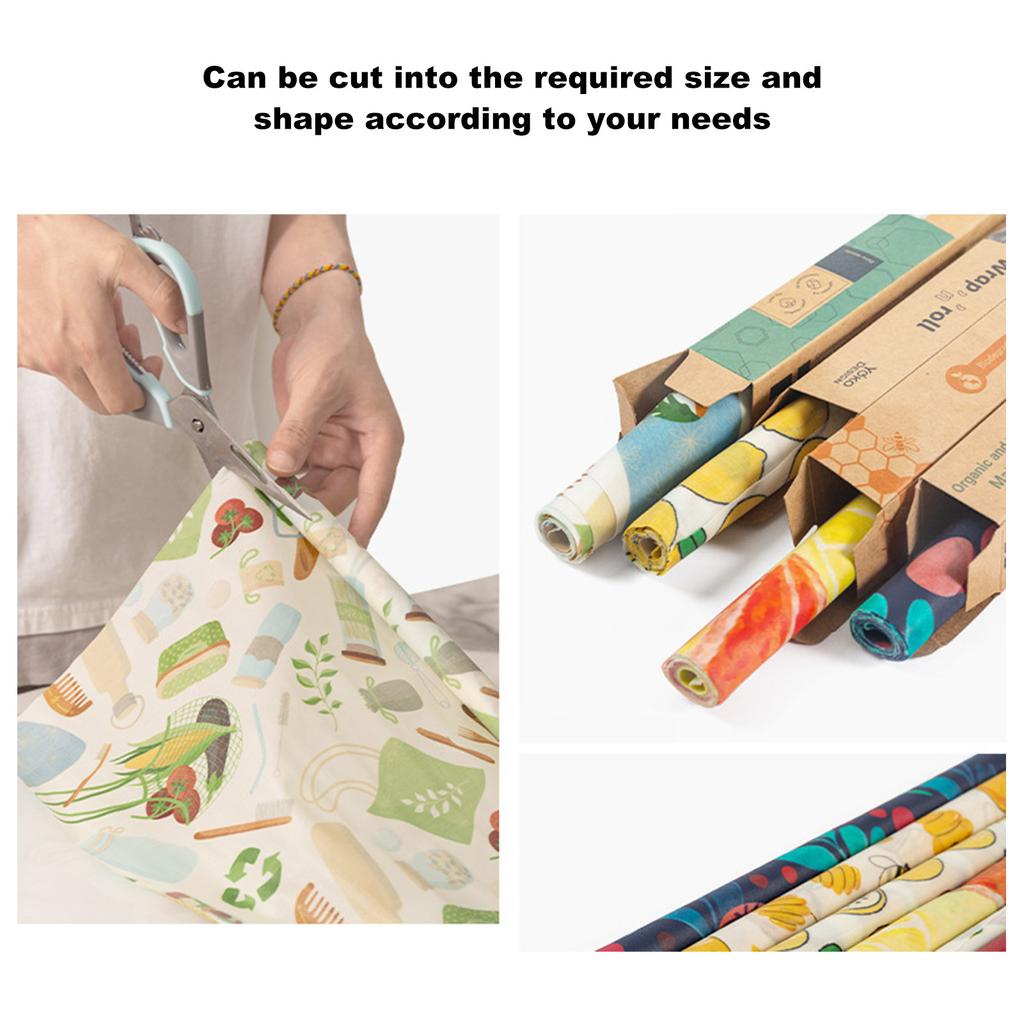 Beeswax Wrap Reusable Natural Food Grade Preservative Cloth Organic Cotton Eco Friendly Sustainable For Kitchen Food Storage