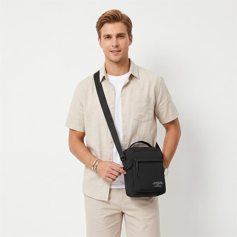 Men's Nylon Crossbody Backpack Fashionable Versatile Summer New Style Waterproof Single Shoulder Sling Bag Simple Design