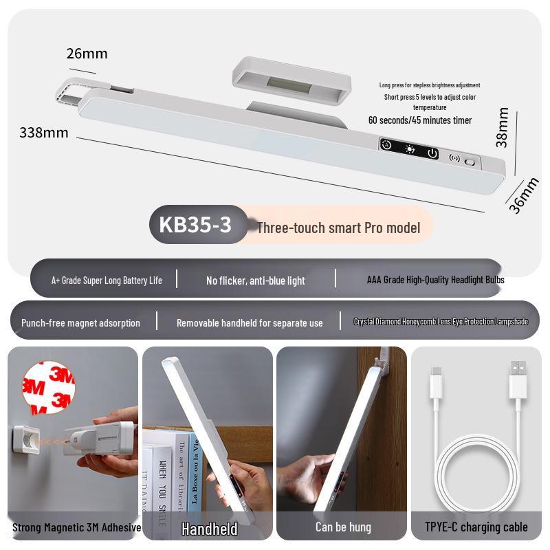 Rechargeable LED Desk Lamp: Eye-Protection, Magnetic, Dual-Use, Perfect for Dorms, Study, and Reading; USB-Powered.