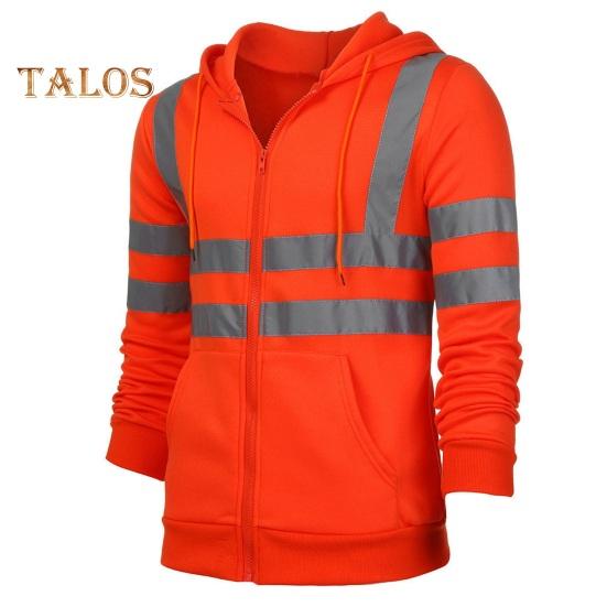 Reflective Safety Hoodie 360 Degree Reflective Zones High Visibility Quick Dry Long Sleeves Outdoor Construction Worker Top for Night Shift Running