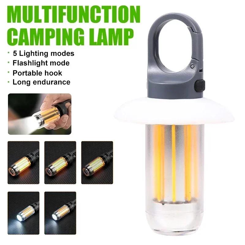 Portable Outdoor Camping Lamp – Adjustable Dimming, Long Battery Life, Hook & Stand Mount, Ambient Flashlight for Hiking Fishing