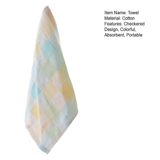 Cotton Checkered Square Towel Small 10"x10" Face Towel Absorbent Colorful Plaid Washcloth for Home Kitchen Face Washing Sweat Wiping