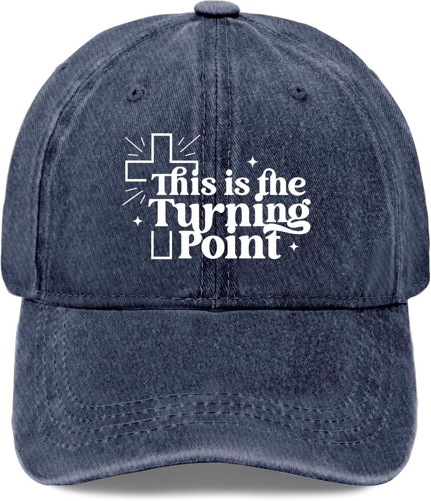 This is The Turning Point Christian Cross Baseball Cap Distressed Washed Casual Adult Unisex