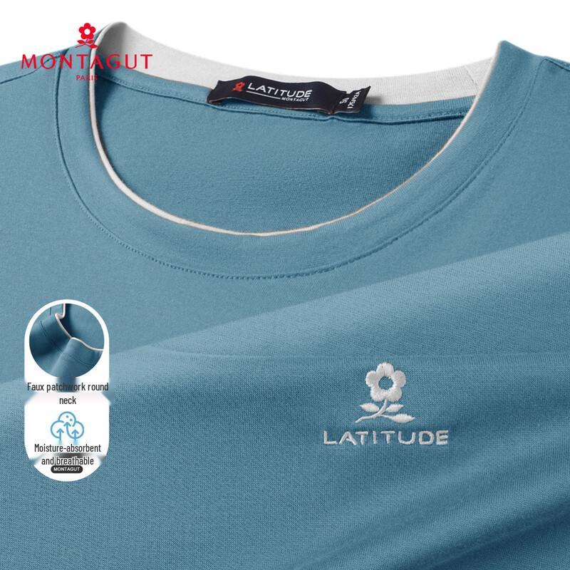 MONTAGUT Men's Faux Layered Breathable Embroidered Short Sleeve T-Shirt