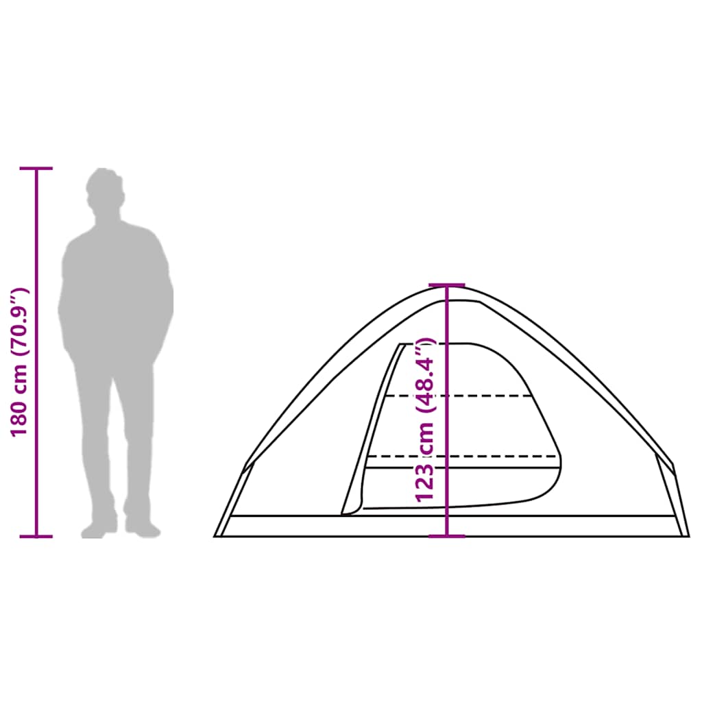 Dome Camping Tent for 2 Persons Olive Green Waterproof