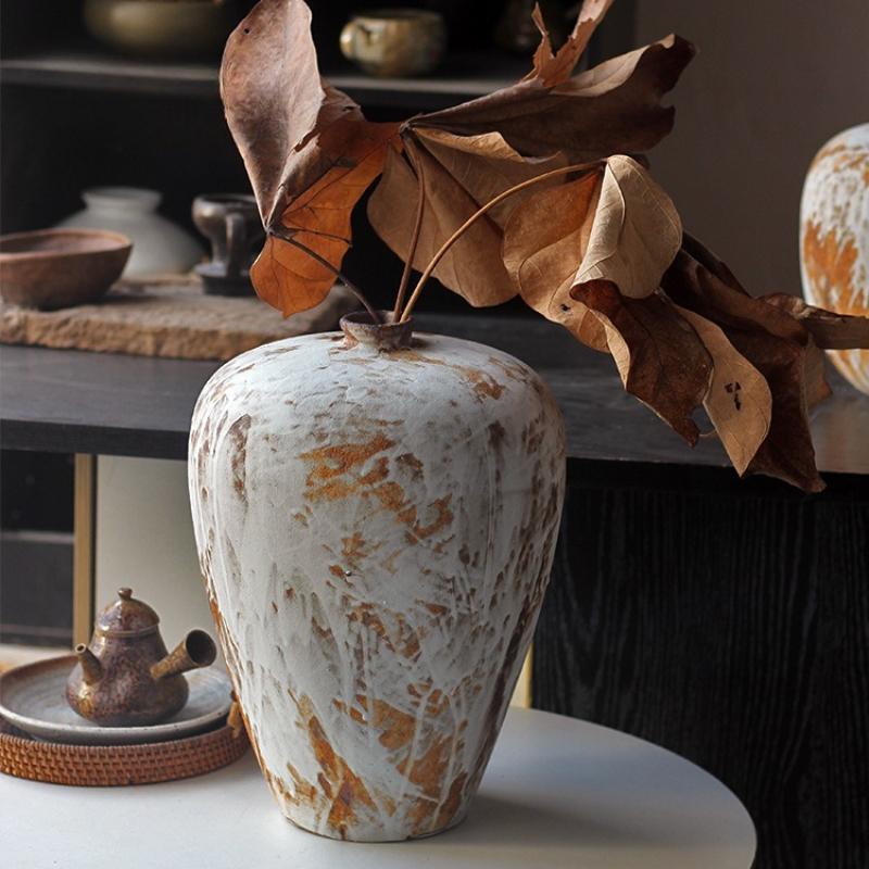 Ceramic Vase Chinese-style Retro Handcrafted Earthenware Jars Flower Vase Flower Arrangement Accessories Ceramic Handicrafts
