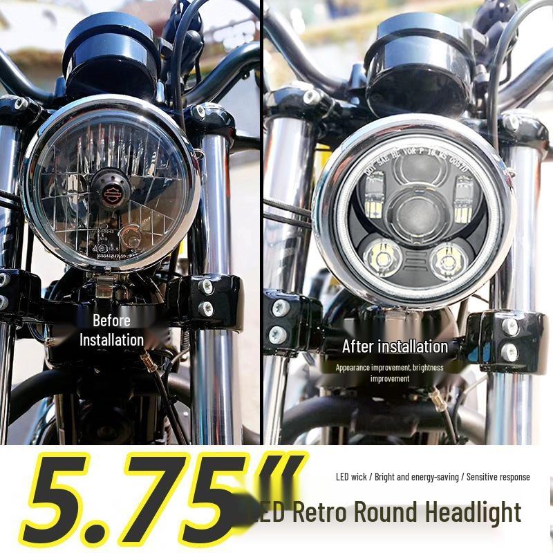 5.75" LED Headlight for Harley X48, XL883R/L 750, Dyna, Benelli 400 Motorcycles & Scooters - Off-road Compatible