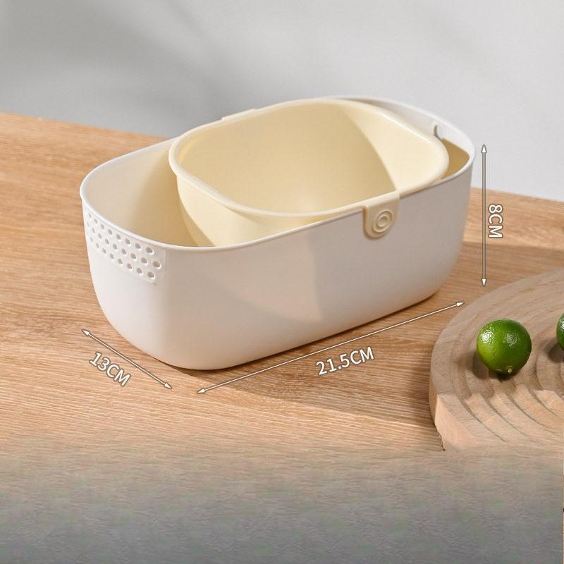 Snack Storage Box - Great for Shelling Nuts Desktop Coffee Table. Small Dish for Storing Snacks. Rice Washing Tray Double-layered Fruit Draining Dish.