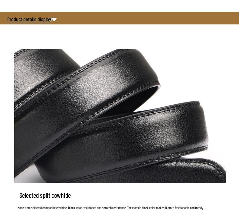 Men's Casual Anti-Pull 3.5 Automatic Buckle Two-Layer Cowhide Belt