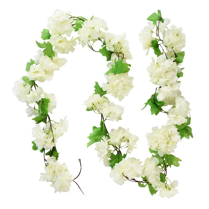 2.2m Flower Garland Artificial Flower String With Leaves Silk Sakura Cherry Ivy Vine Blossom For Wedding Home Garden Arch Decor