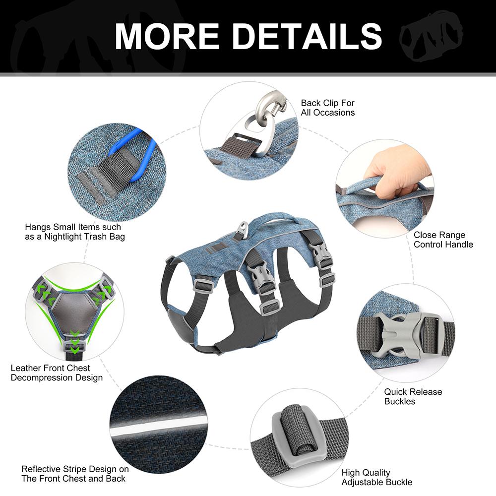 Reflective Dog Harness Adjustable Dog Harnesses Vest With Handle Durable Pet Training Walking Vest for Small Medium Large Dogs