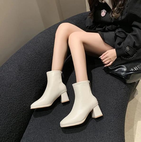Fashion High Heels Ankle Women's Boots Pointed Toe Sexy Shoes for Women 2025 New Side Zip Classic Daily Boots Women Boots Botas Heels