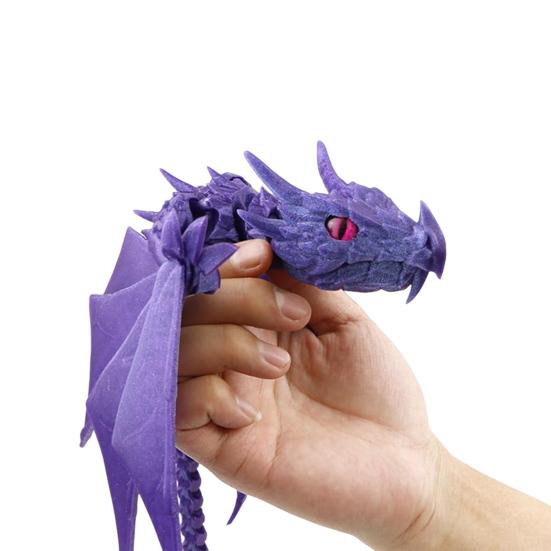 3D Printed Articulated Dragon with Wings Fidget Dragon Toy with Flexible Jaw Winged Dragon Desktop Pet for Home Office Decor Stress Relief